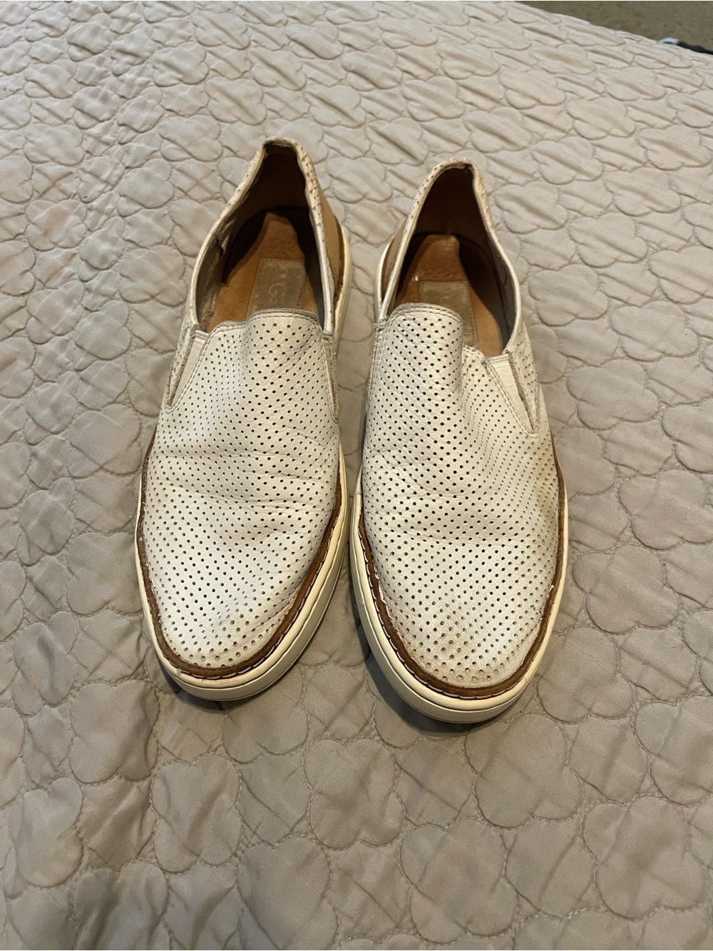 FUC UGG Women’s 8.5 US Slip-On Perforated Leather Casual Shoes - White